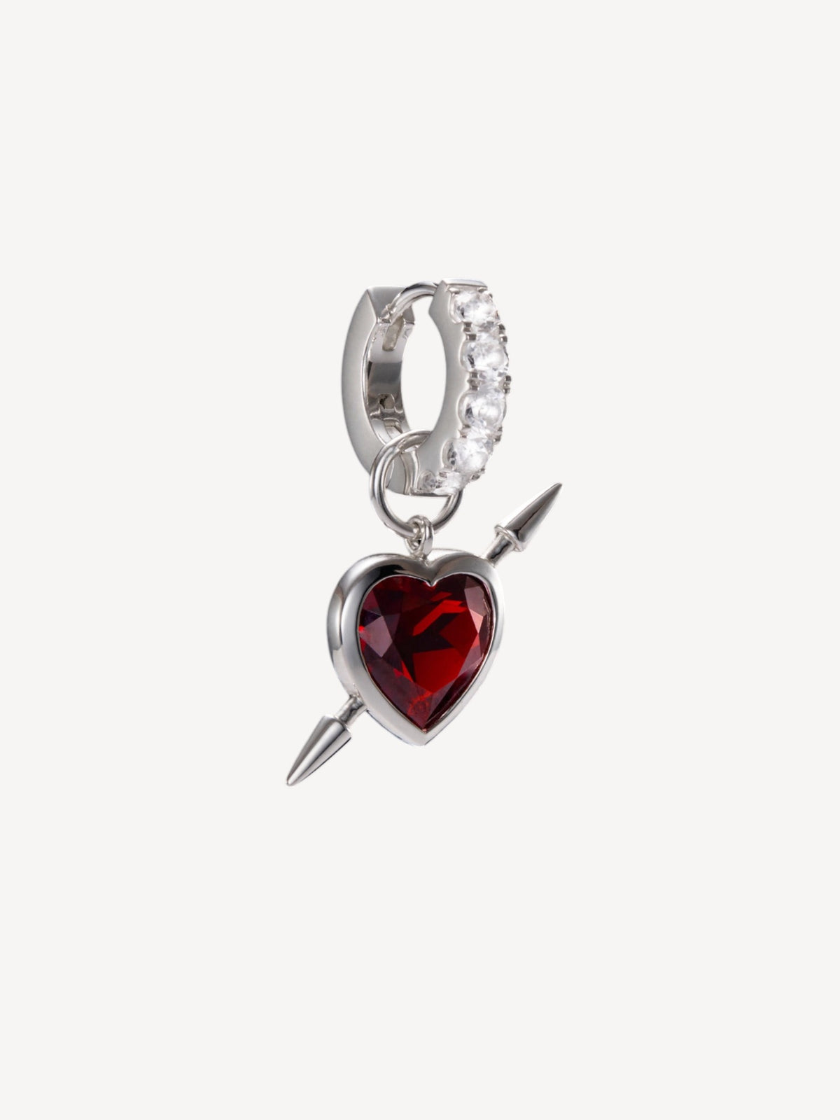 Rebel Love Earring | Silver | Red Garnet