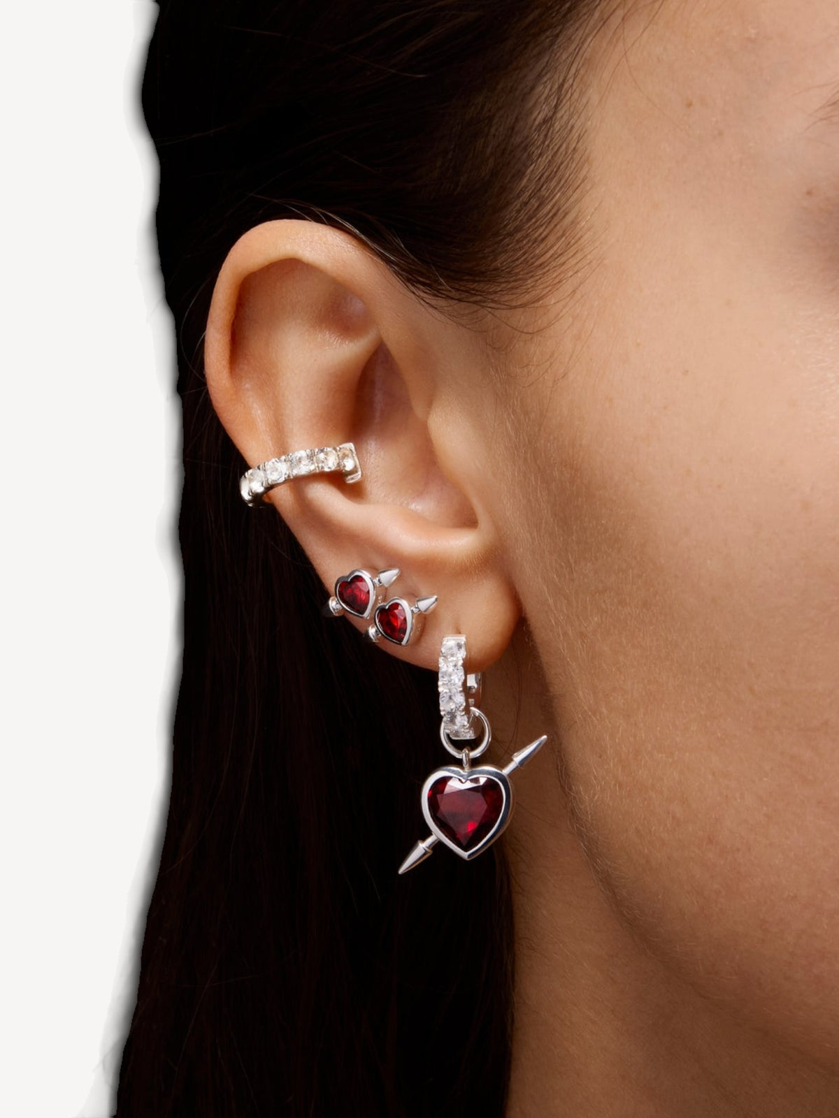 Rebel Love Earring | Silver | Red Garnet
