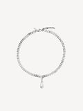 Chunky Chain Drop Pearl Necklace | Silver Glass Pearl