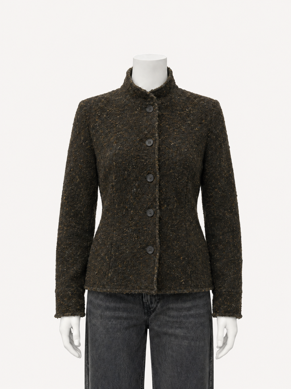 6397 Rawedge Jacket in Ebony on a white mannequin, front view