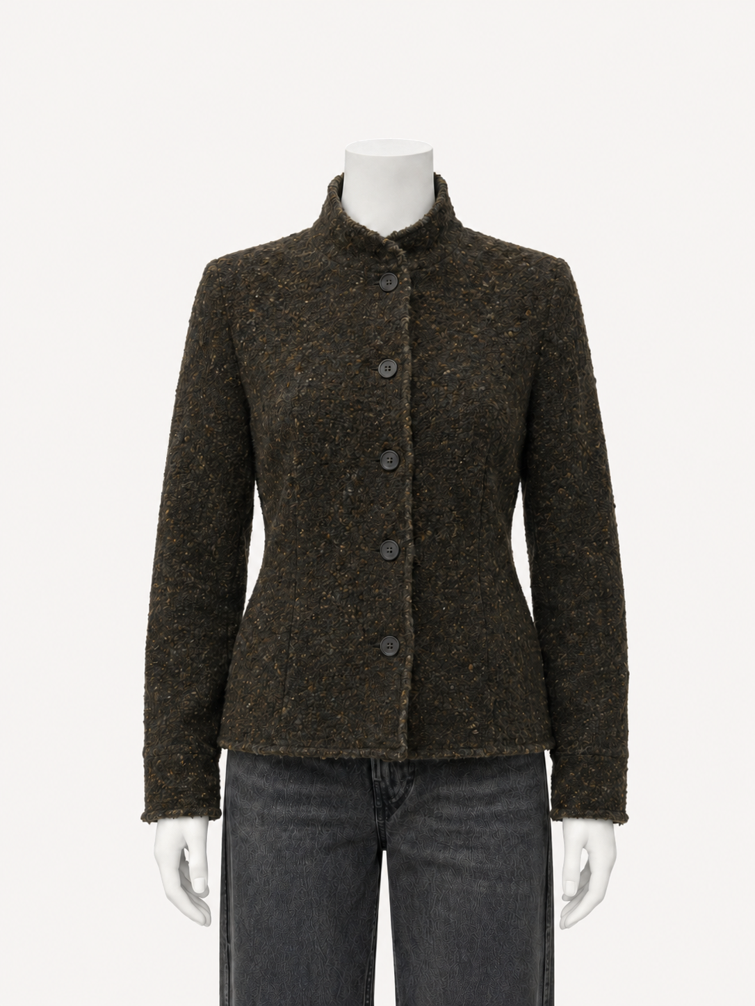 6397 Rawedge Jacket in Ebony on a white mannequin, front view