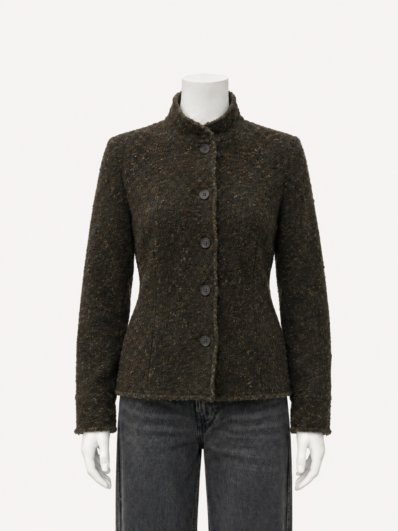6397 Rawedge Jacket in Ebony on a white mannequin, front view
