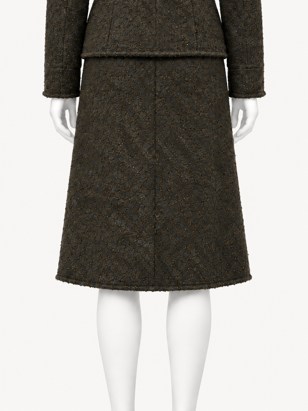 6397 Rawedge Skirt in Ebony with matching jacket, cropped back view
