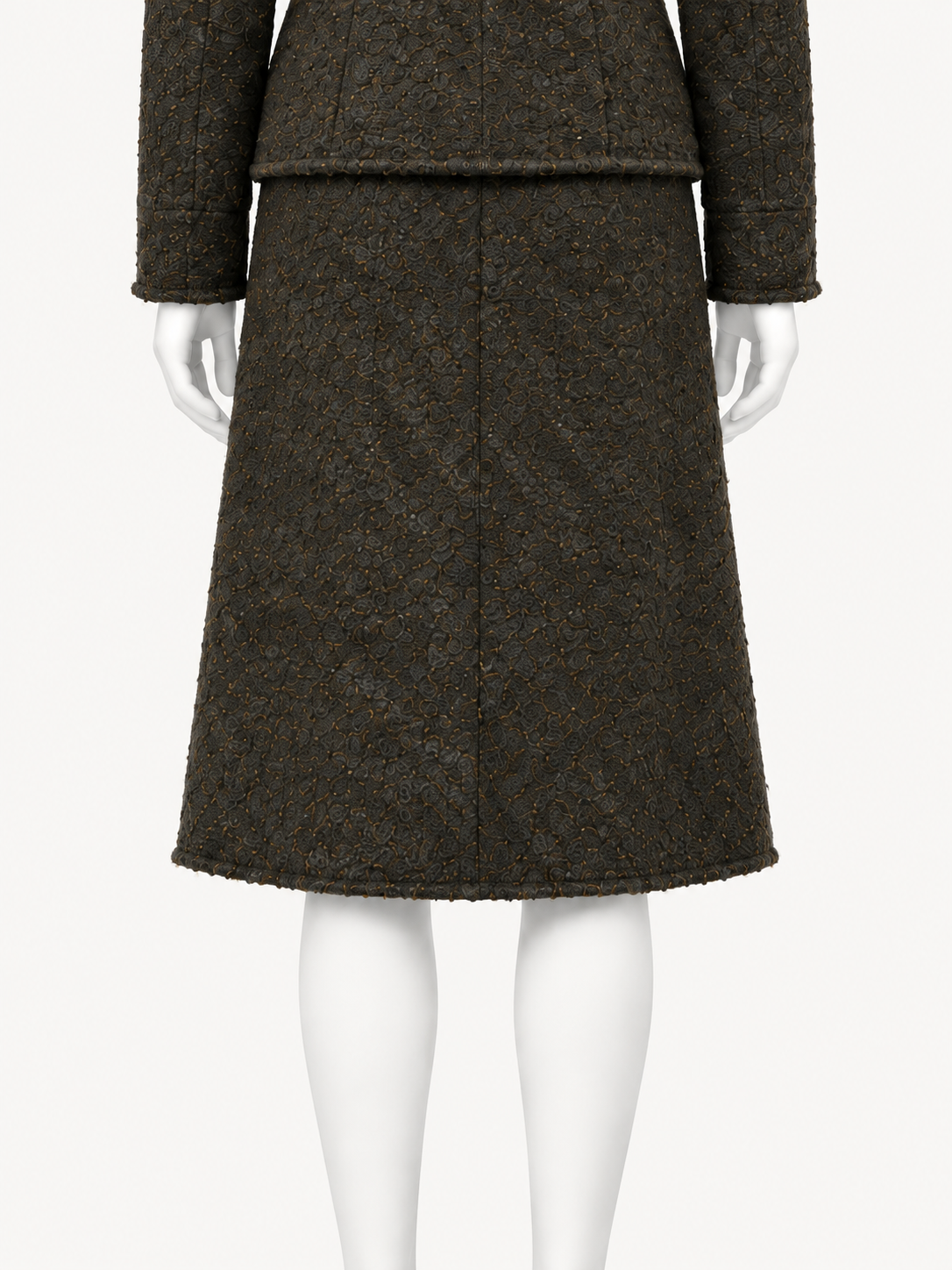 6397 Rawedge Skirt in Ebony with matching jacket, cropped back view