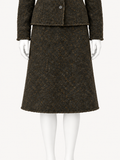 6397 Rawedge Skirt in Ebony with matching jacket, cropped front view