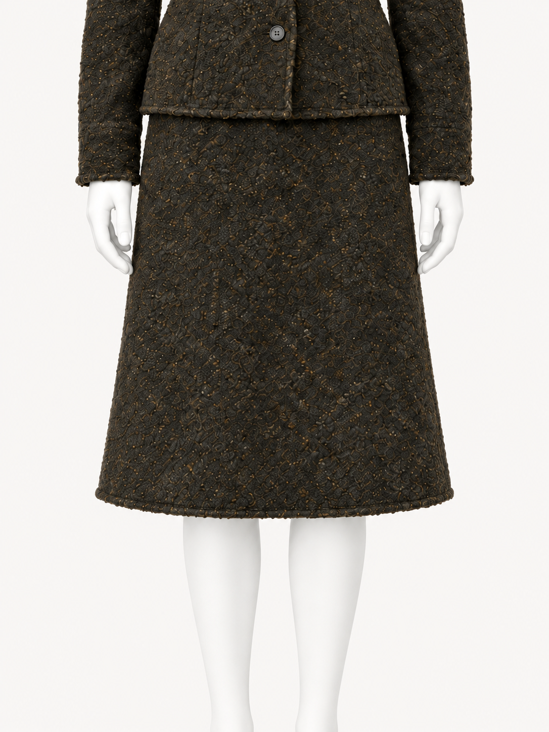 6397 Rawedge Skirt in Ebony with matching jacket, cropped front view