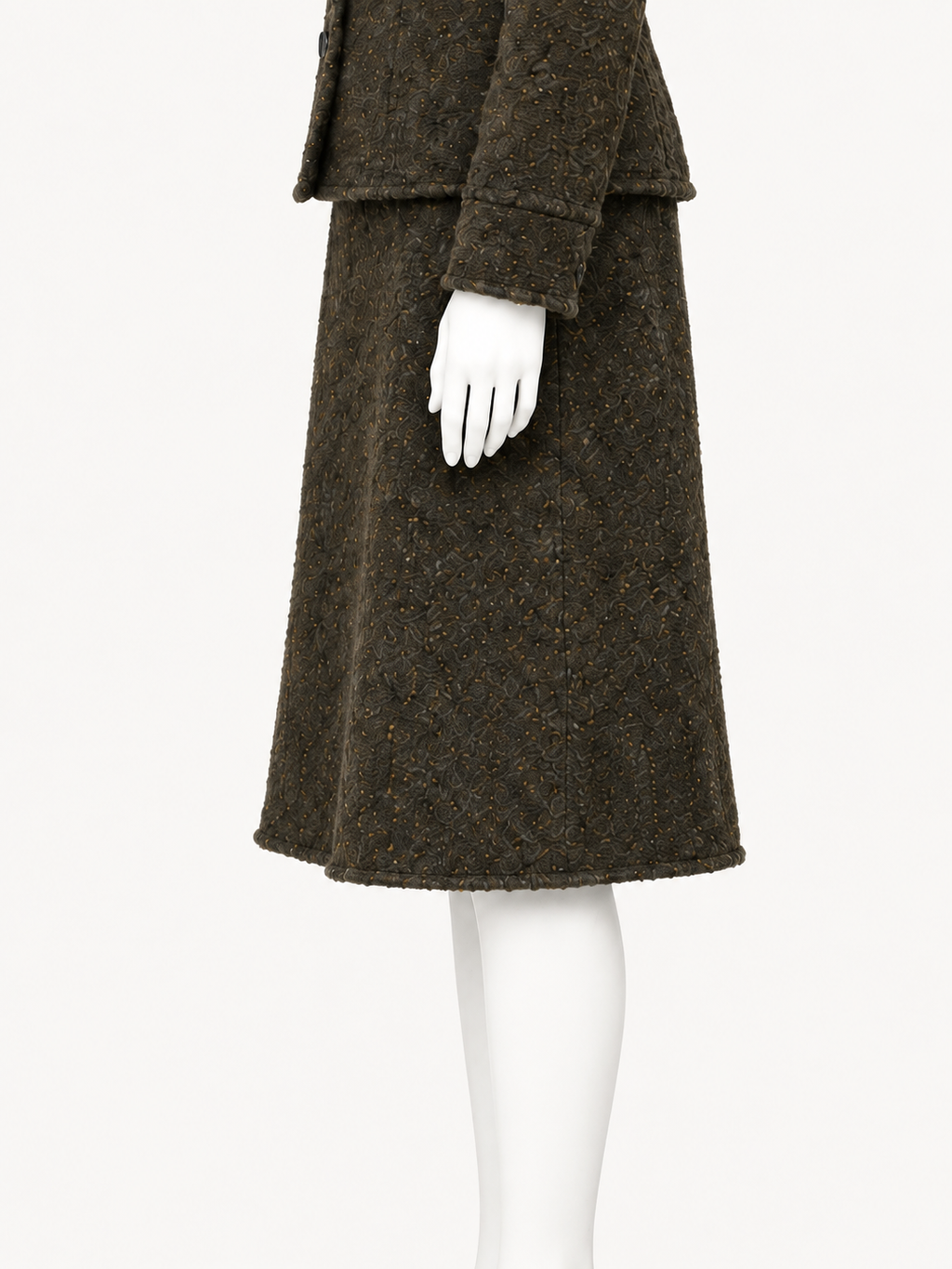 6397 Rawedge Skirt in Ebony with matching jacket, cropped side view