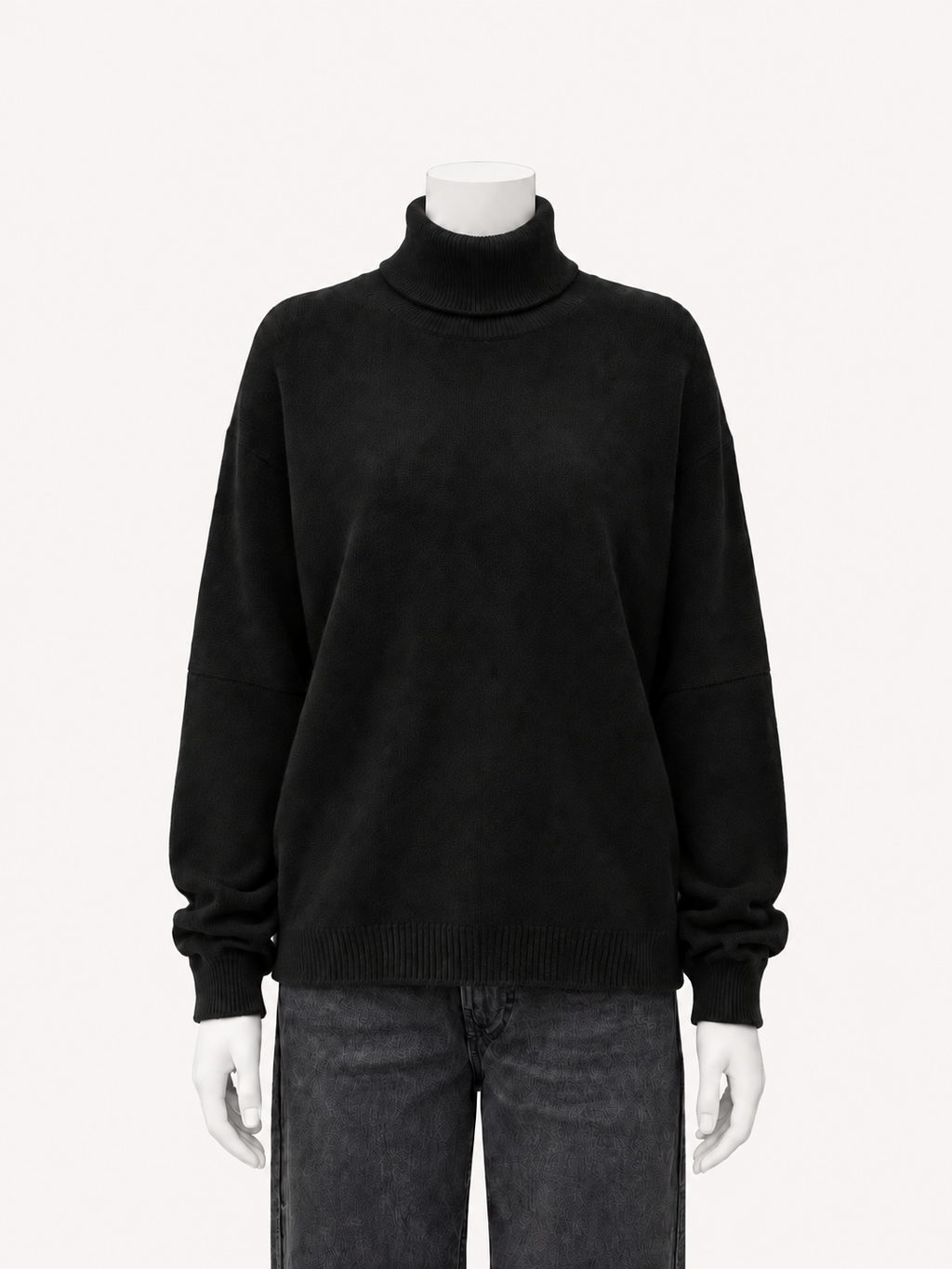 6397 Richter Sweater shown in black on a white mannequin, front view