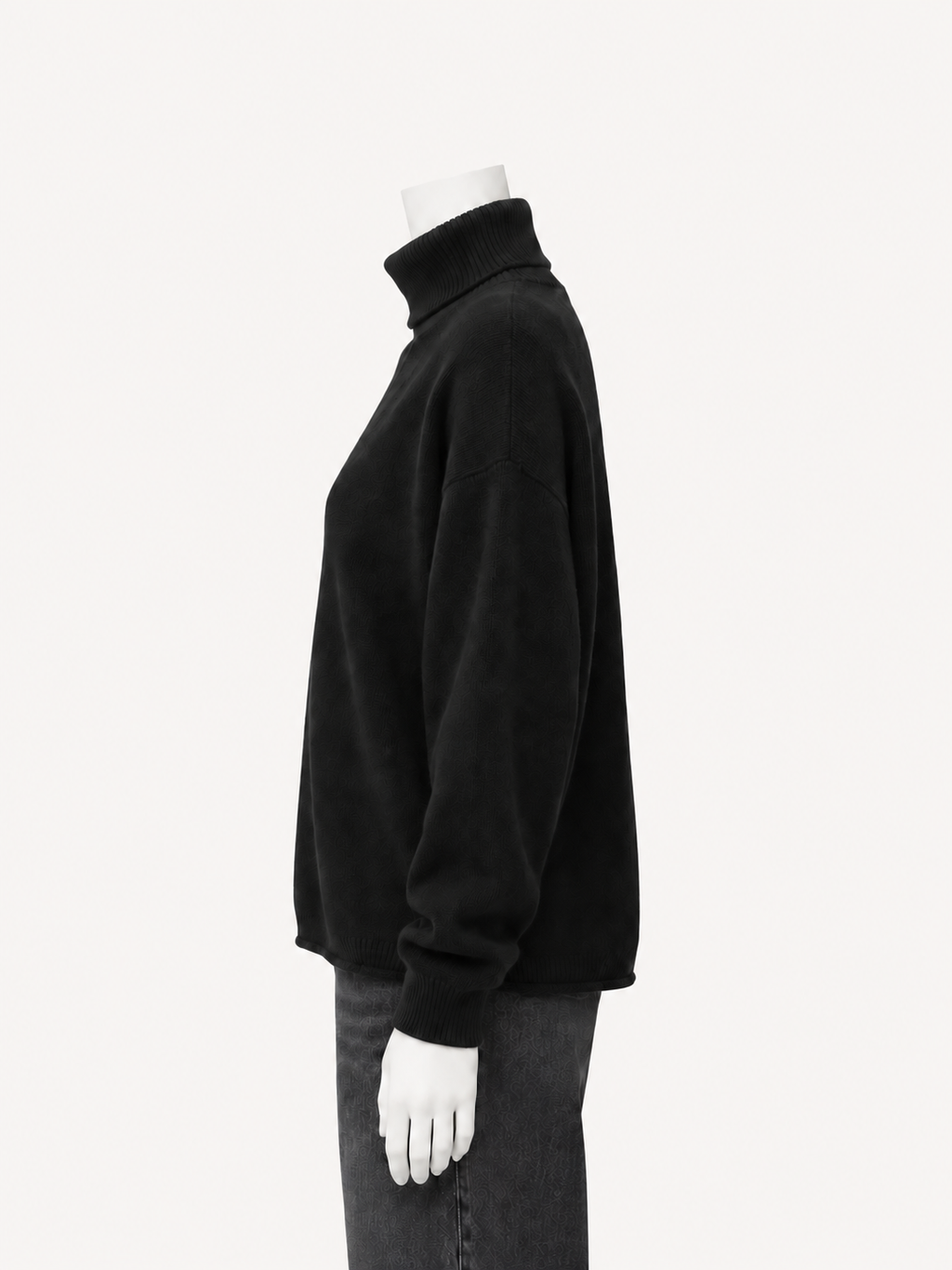 6397 Richter Sweater shown in black on a white mannequin, side view