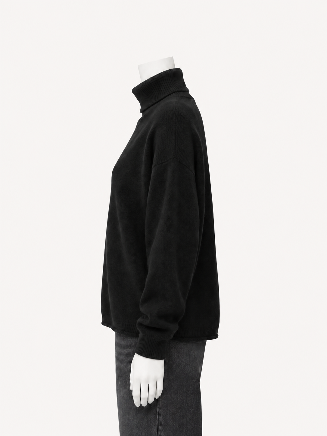 6397 Richter Sweater shown in black on a white mannequin, side view