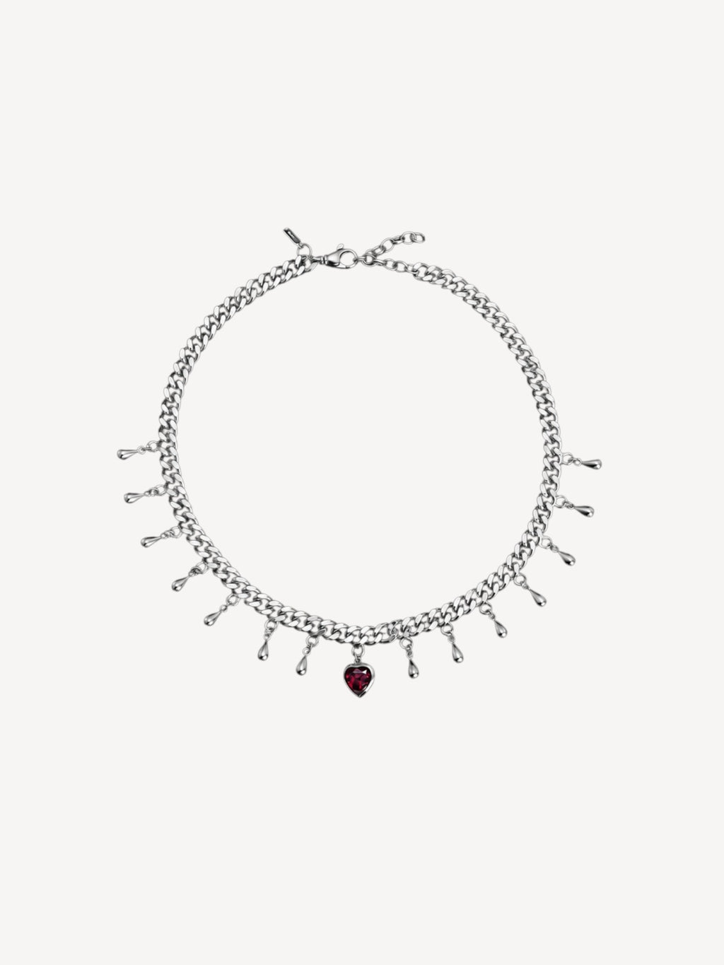Drop of Heart Necklace | Silver | Red Garnet