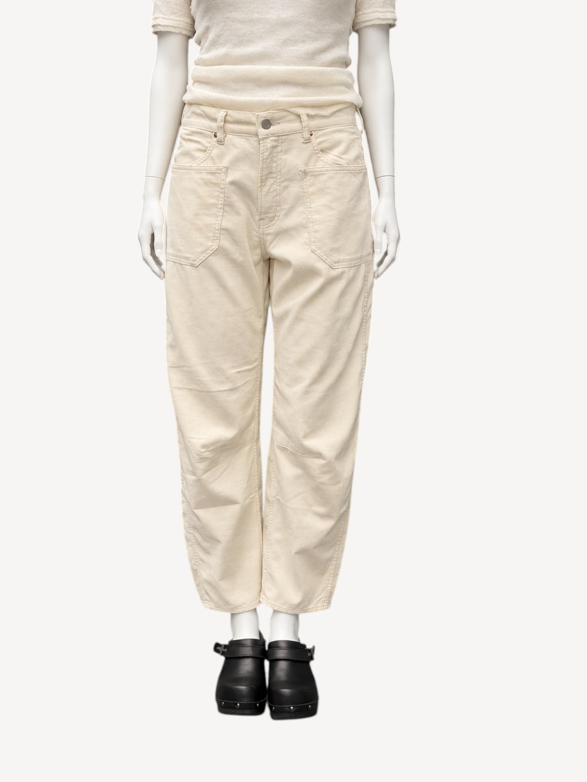 Bella Utility Pant | Ecru White Pinwale Cord