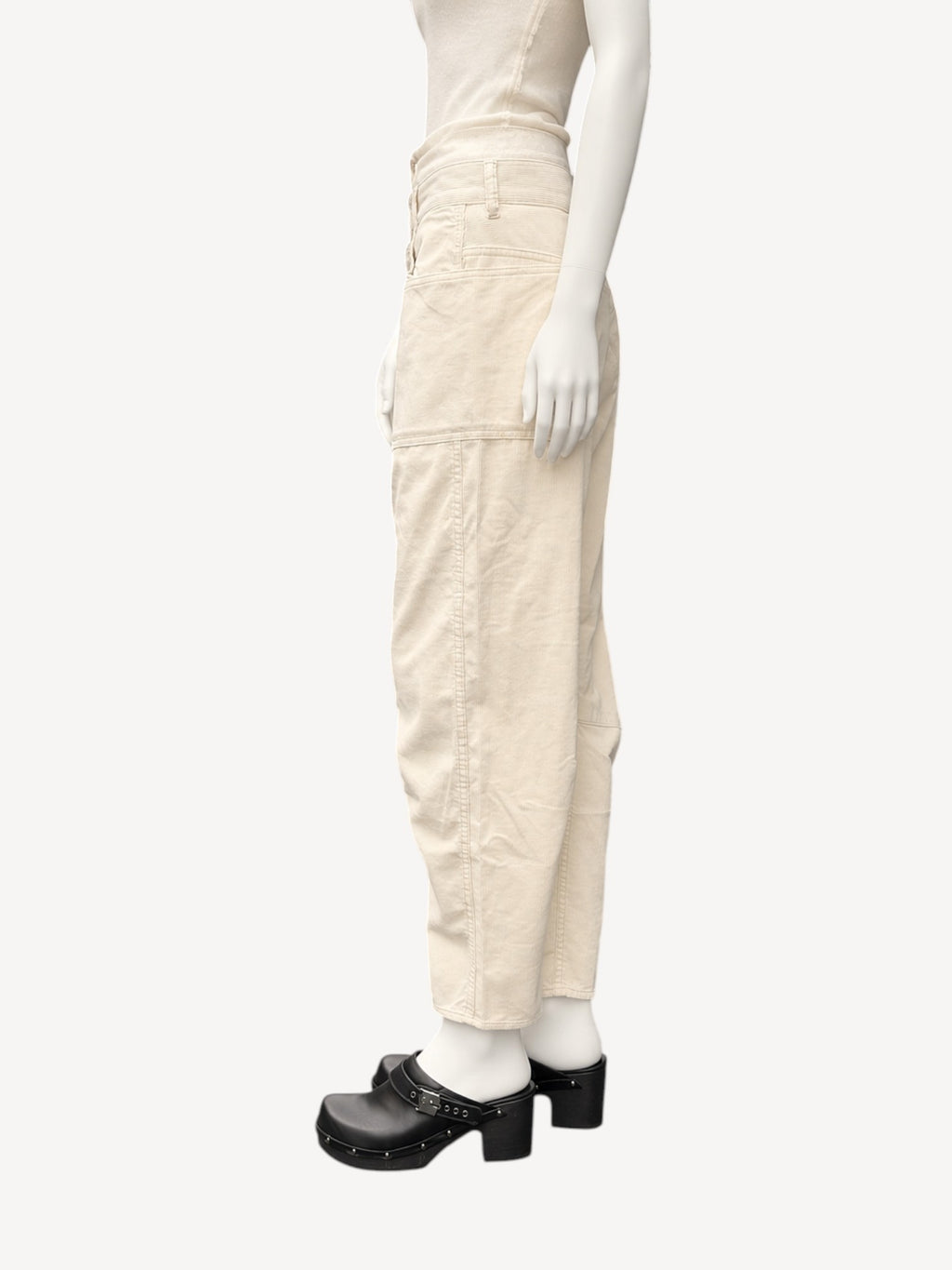 Bella Utility Pant | Ecru White Pinwale Cord