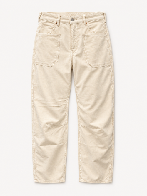 Denimist Bella Utility Pant | Ecru White Pinwale Cord – front flat lay