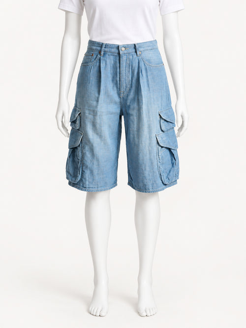 Denimist Kelby Cargo Short | Indigo Chambray – front view