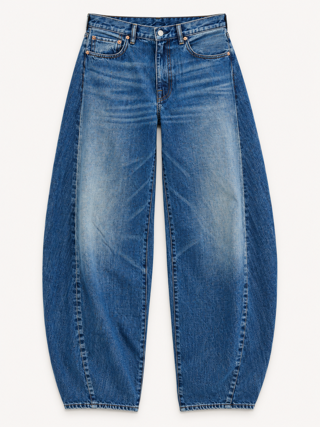 Denimist Remy Barrel Jean | Burke Indigo – front flat lay