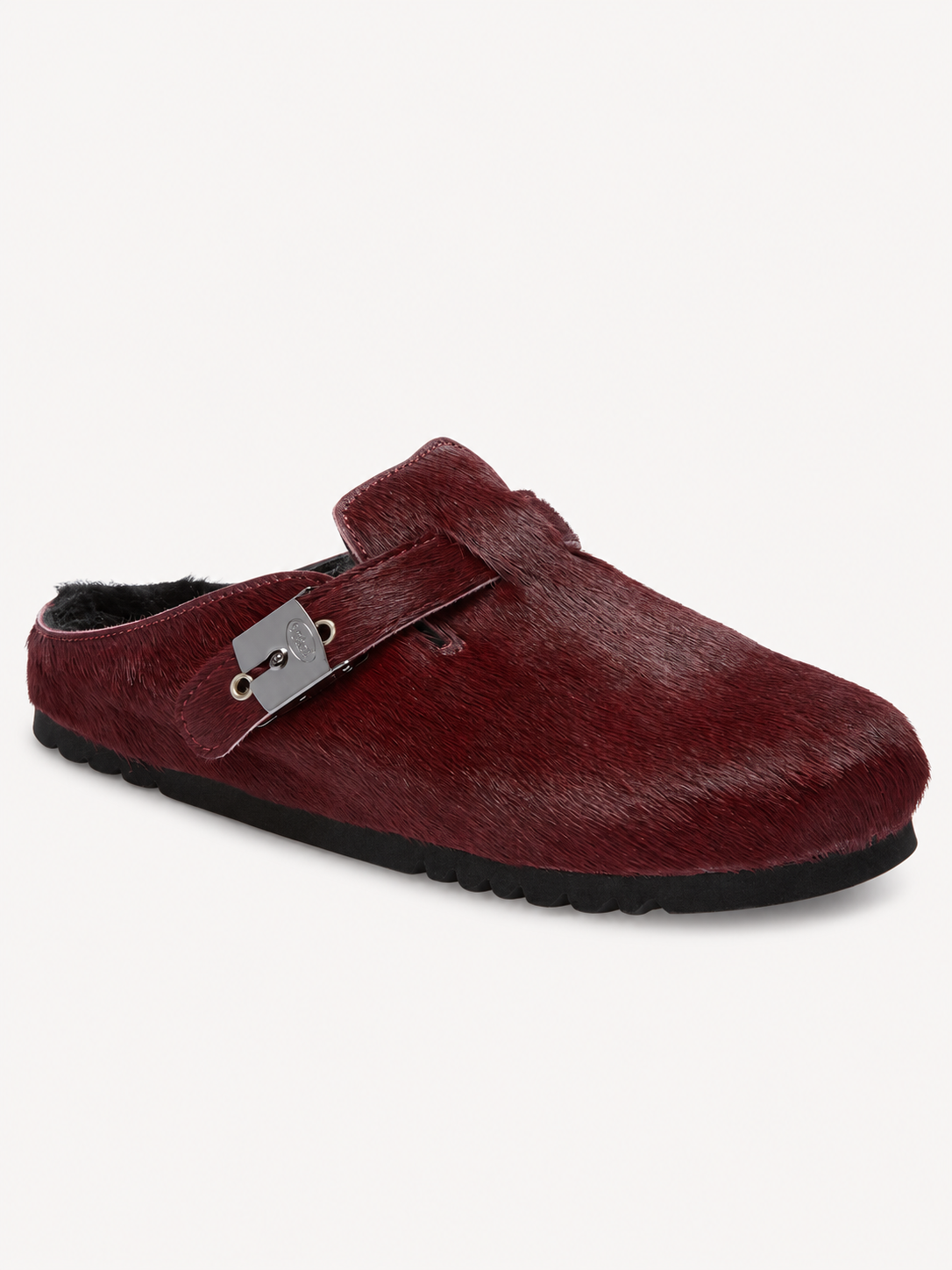 Scholl Grace Fur in Cherry – front three-quarter view