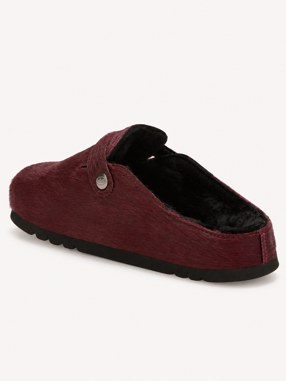 Scholl Grace Fur in Cherry – rear three-quarter view