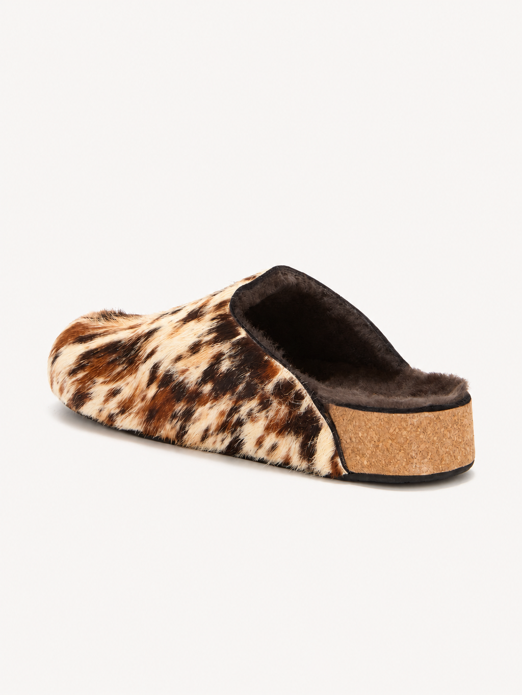 Scholl Luna Clog in Brown Animalier — heel and lining view