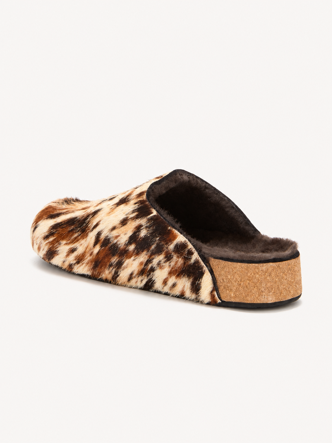 Scholl Luna Clog in Brown Animalier — heel and lining view